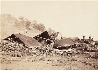 (NATURAL DISASTERS--W.S. BELL) A selection of 12 photographs documenting the catastrophic Johnstown Flood, Pennsylvania.